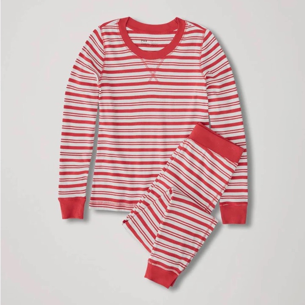 Pact Organic Cotton Red Striped Pajama Set size 6